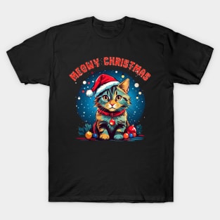 meowy catmas christmas cat T-Shirt